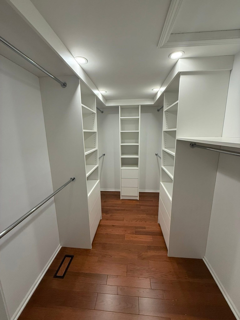 Walk-in closet storage system completed by DHR